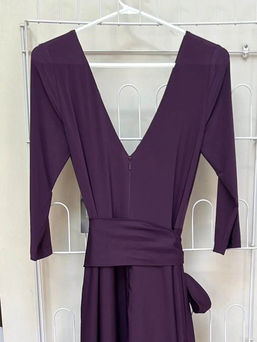 ALFRED SUNG 3/4 Sleeve CLASSIC V-Neck Gown SIZE 10 in Aubergine Purple NWT - Picture 5 of 11
